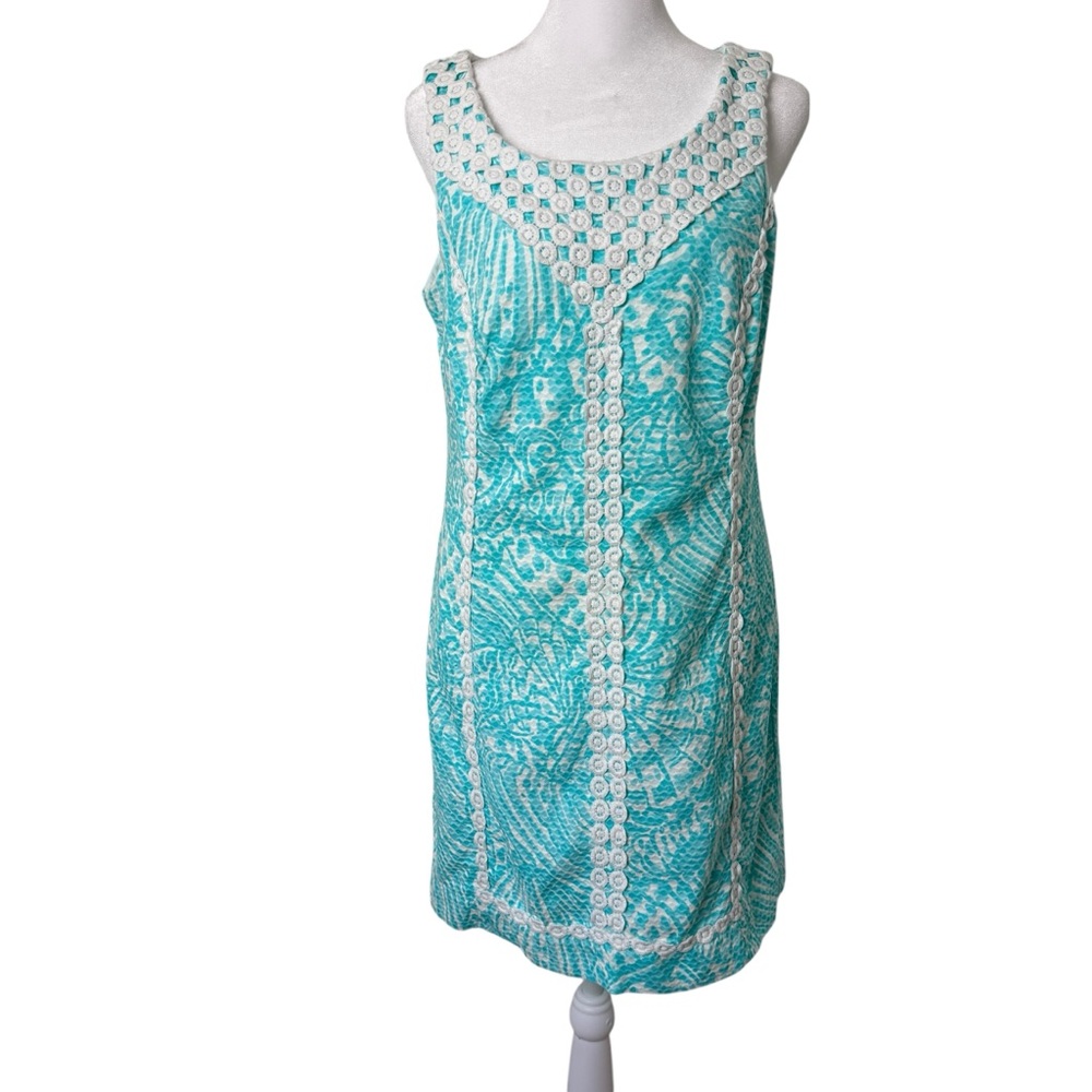 Lilly Pulitzer MacFarlane Seashell Dress Turquoise Shift Crochet Resort Coastal